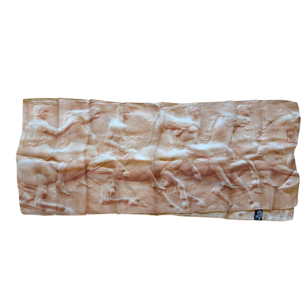 British Museum London 100% Silk Scarf Italy Parthenon Frieze Marble Relief Print